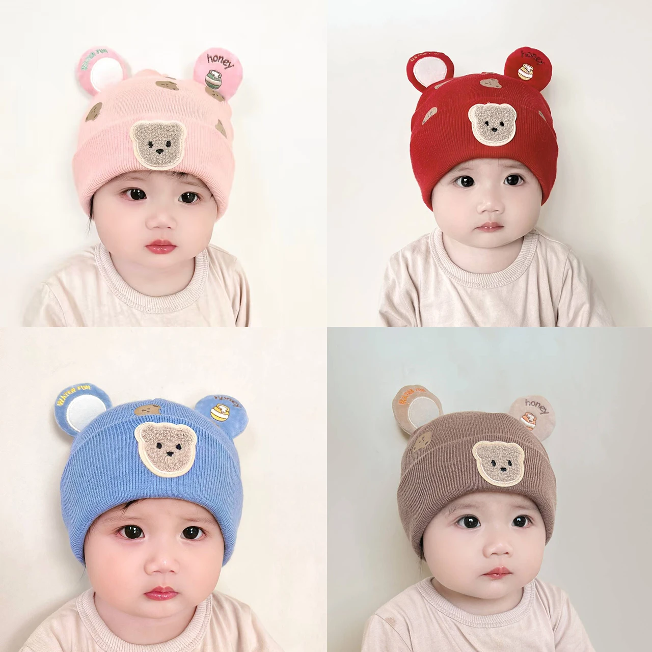 Infant Beanie Hat With Ears - Topi Beanie Bayi Hangat Musim Dingin