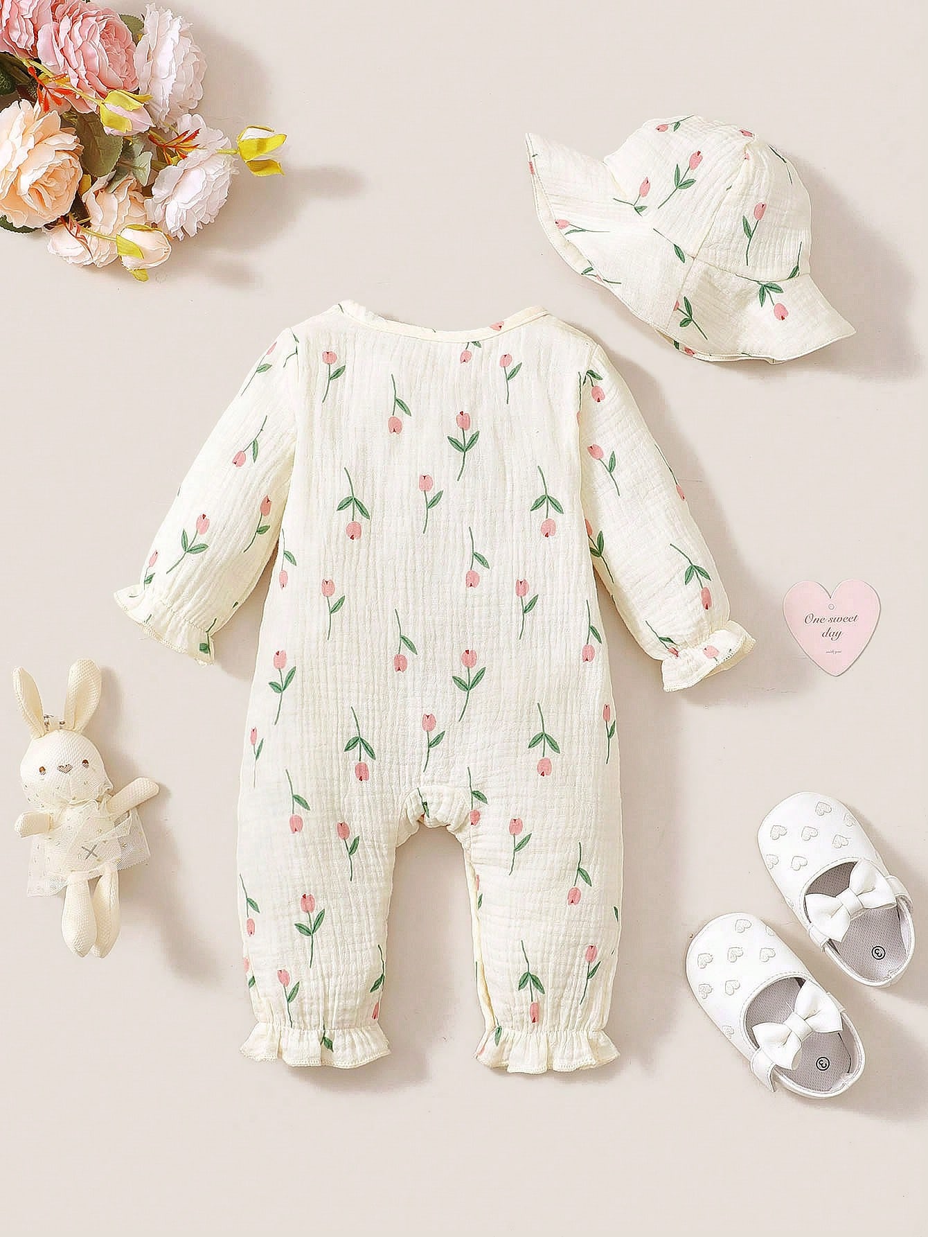 Setelan romper bayi perempuan  - Newborn Baby Girl Romper Floral ulasan dan harga