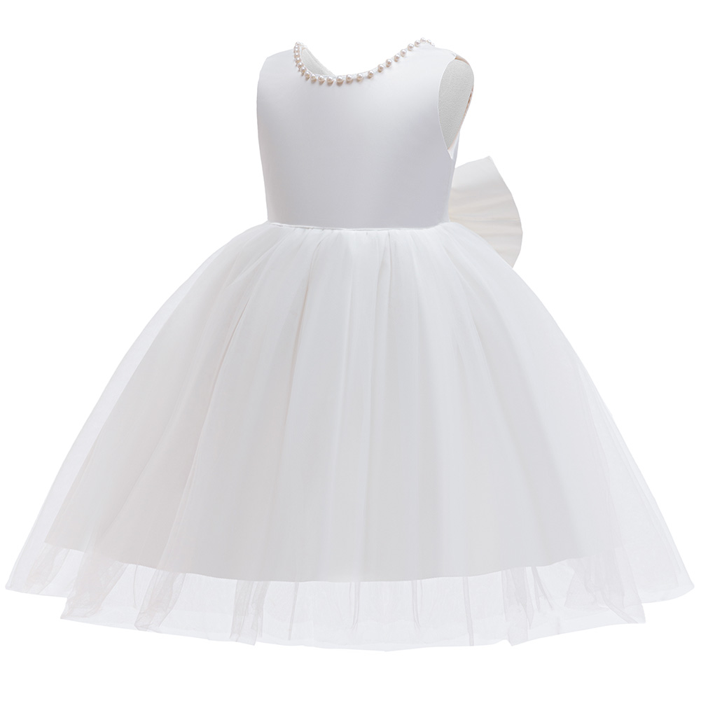 Gaun Pesta Komuni Putih Elegan - Toddler Girl Tulle Party Dress ulasan dan harga