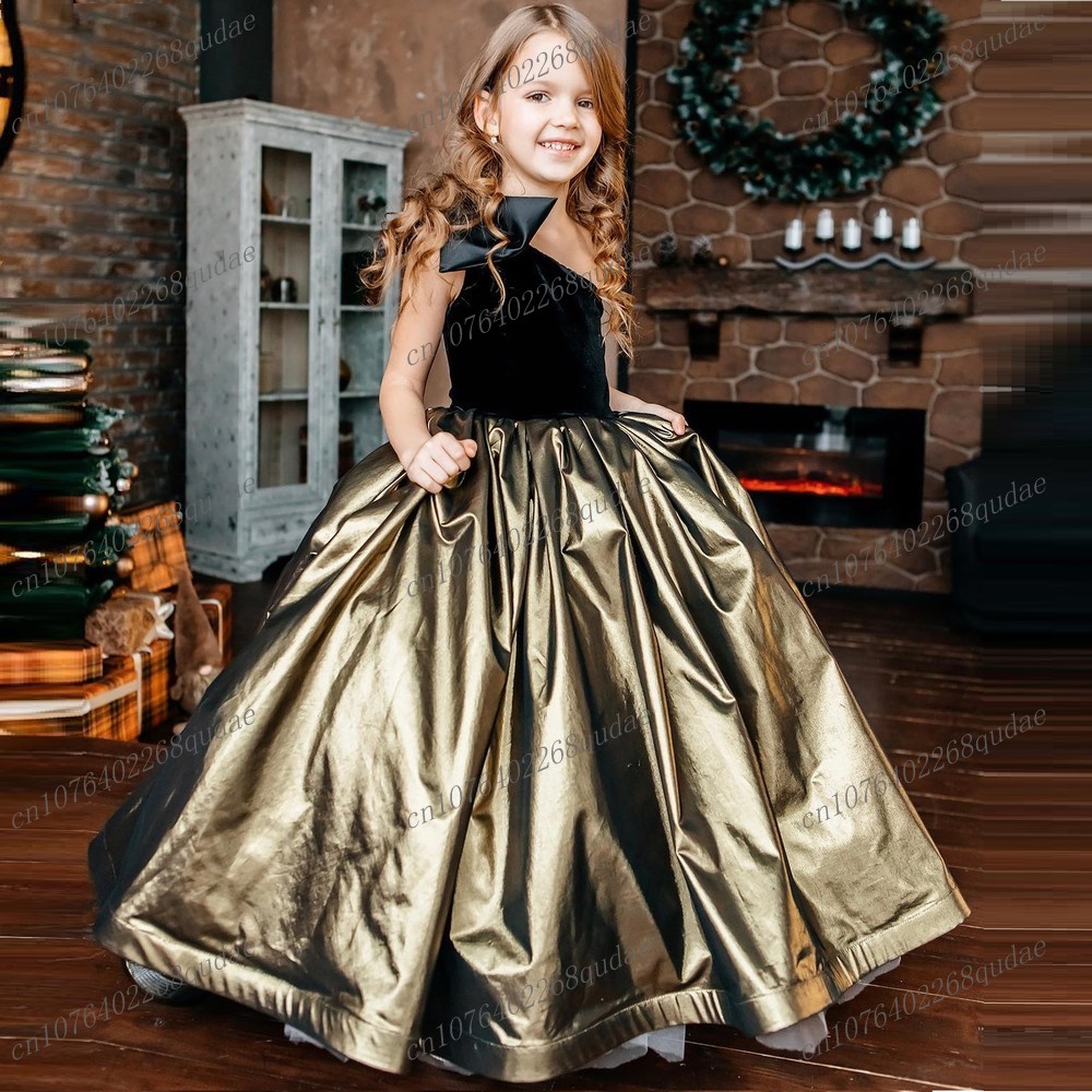 Gaun Bunga Satin Hitam dan Ema - Toddler Girl Tulle Party Dress ulasan dan harga