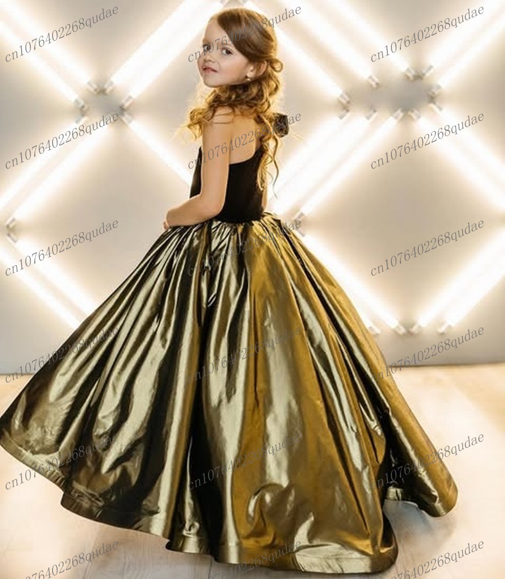 Gaun Bunga Satin Hitam dan Ema - Toddler Girl Tulle Party Dress ulasan dan harga